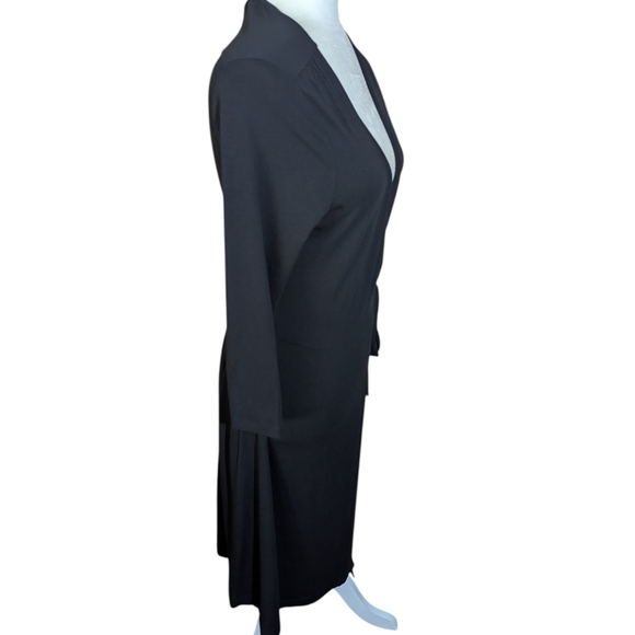 Banana Republic Black Plunging V-Neck Side Tie Knit Dress Old Money Career Sz S - Picture 5 of 8